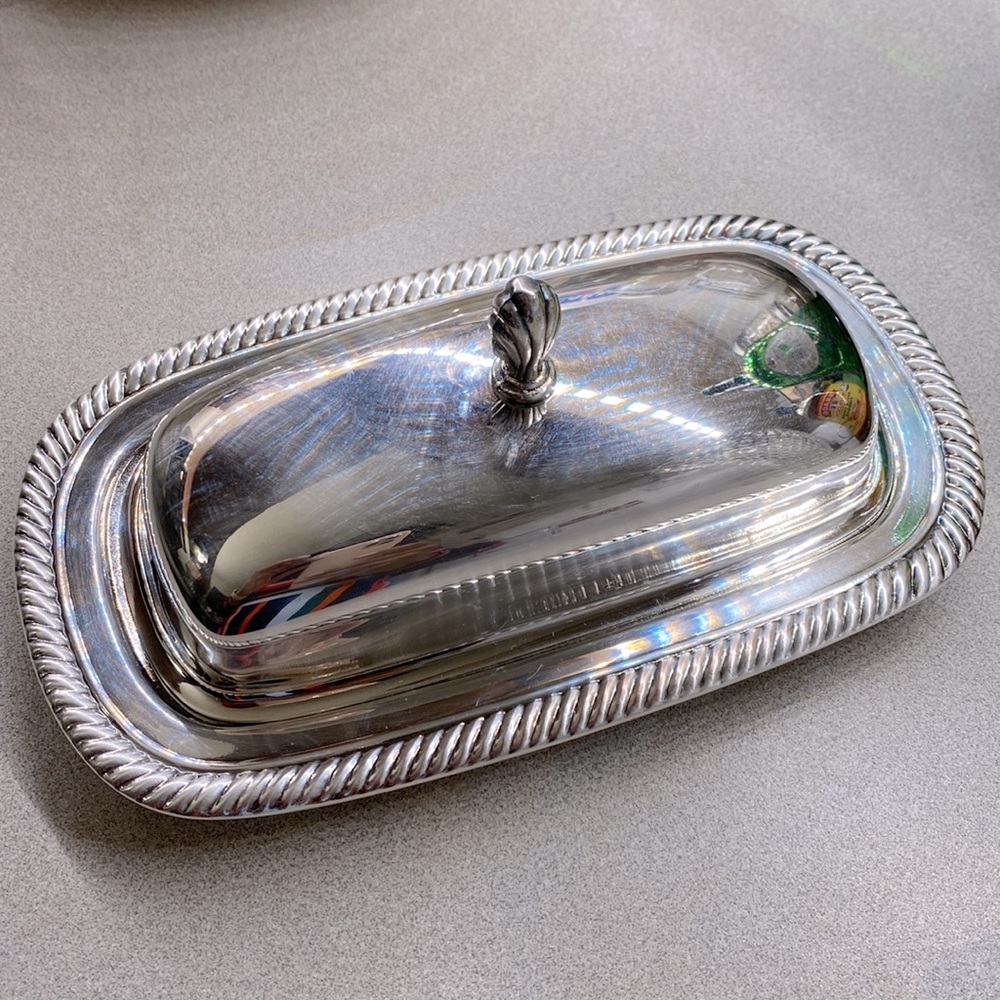 Vintage Leonard Denmark Butter Dish Butter Plate, silver plated butter dish